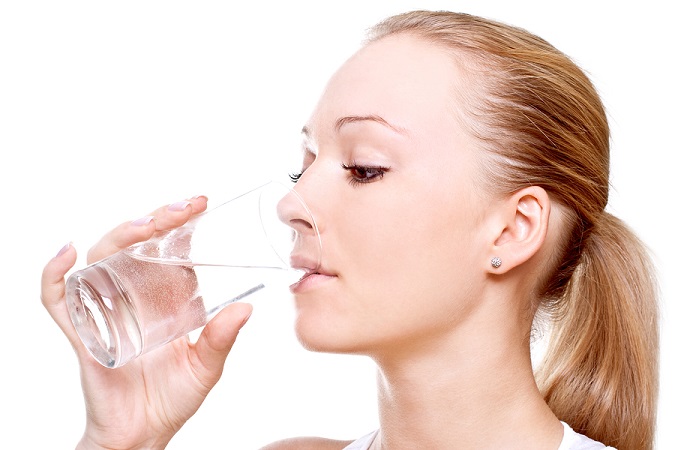 Beautiful Woman Drinking Water