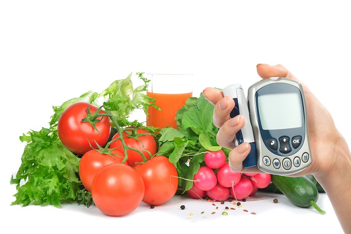 Diabetes Concept Glucometer And Healthy Food