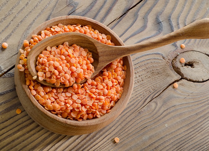 Lentils On A Wooden Table